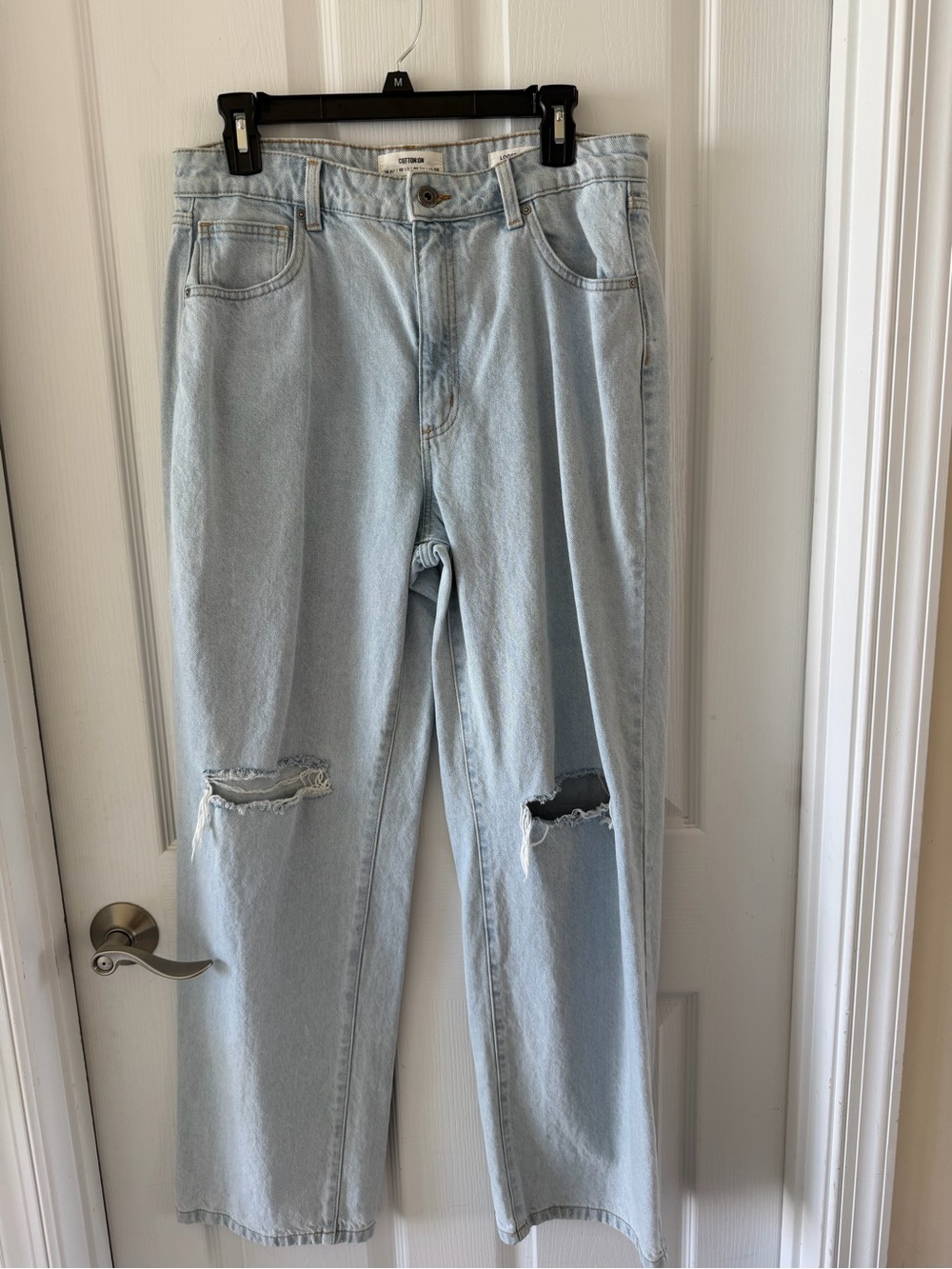 Cotton On Light Blue Distressed Straight Leg Jeans